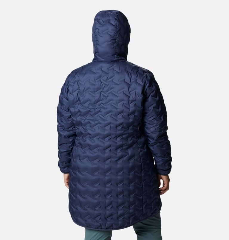 Women's Columbia Delta Ridge Long Down Jackets Navy | Plus Size CA-FC10A